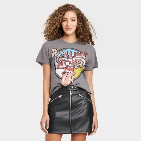 Women's The Rolling Stones Retro Short Sleeve Graphic T-Shirt - Charcoal Gray image {3}