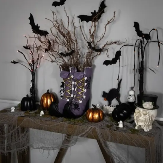Northlight Ceramic Witch's Boots Halloween Decoration - 15" - Purple image {1}