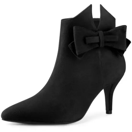 Perphy Bow Pointed Toe Stiletto Heels Ankle Boots for Women image {6}