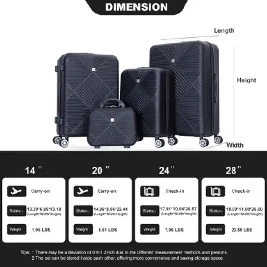 Dexmalle 4-piece ABS lightweight suitcase image {11}