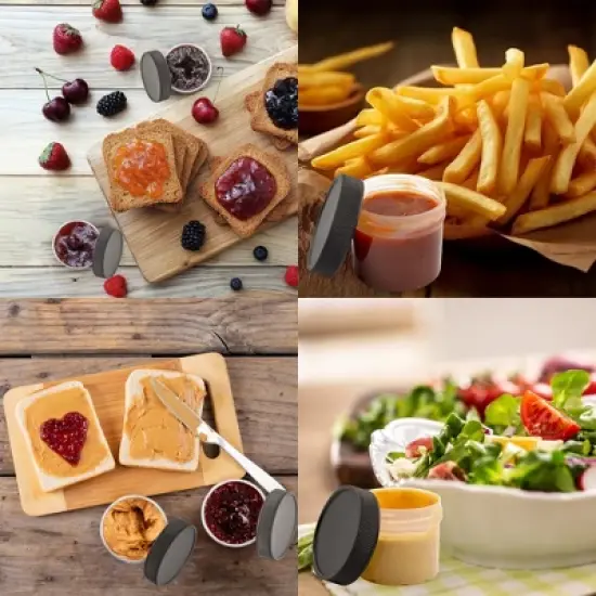 Cornucopia Brands Salad Dressing Condiment Containers 6pk; 2oz To-Go Plastic Mini Food Storage Jars; Carry Up to 4 Tablespoons image {3}