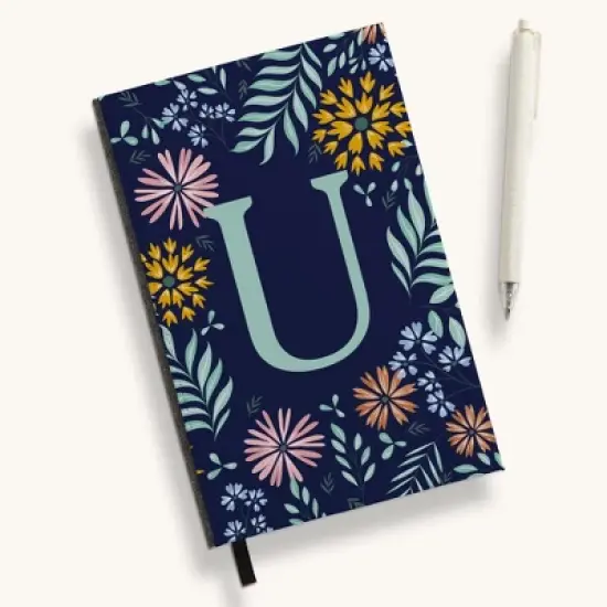 Personalization Mall Flowery Initial Personalized Journal Mint/Navy image {21}