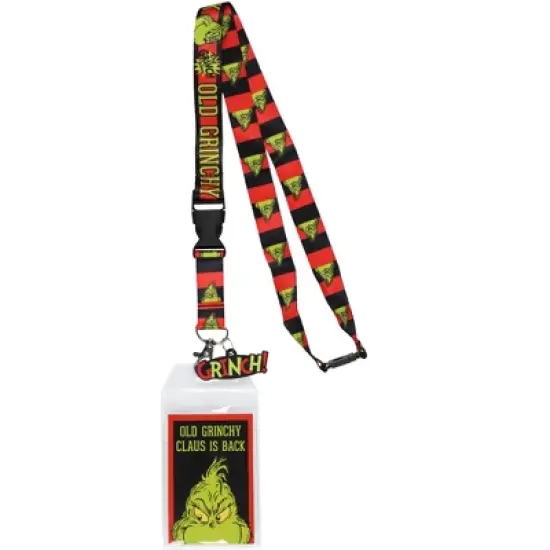 Dr. Seuss GRINCH Old Grinchy Claus is Back Breakaway Lanyard ID Badge Holder with 2" Rubber Charm Black image {4}