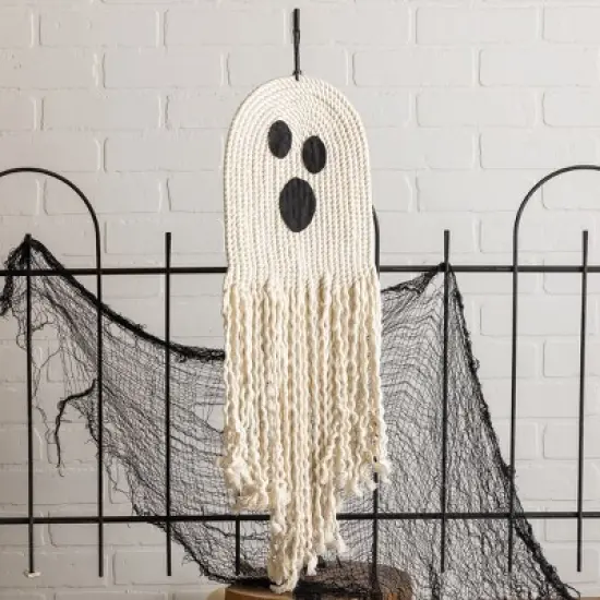 Transpac Rope Ghost Door Hanger Wall Sign Polyester Halloween Decoration Indoor Use Seasonal Decor Gift image {1}