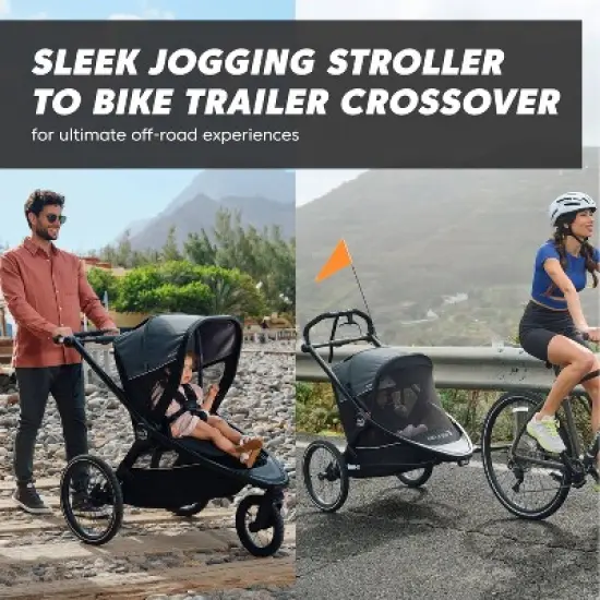 Baby Jogger City Prix Jogger Stroller and Bike Trailer Bundle - Ambition Black image {5}