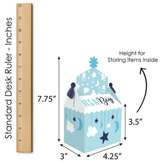 Big Dot of Happiness It's a Boy - Treat Box Party Favors - Blue Baby Shower Goodie Gable Boxes - Set of 12 image {5}