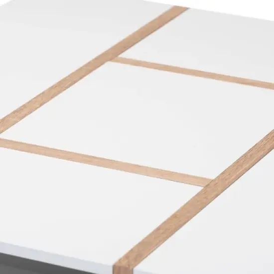 Rasa Wood Coffee Table White/Oak - Baxton Studio: Modern Living Room Furniture, Geometric Design, Open Storage Shelves image {2}