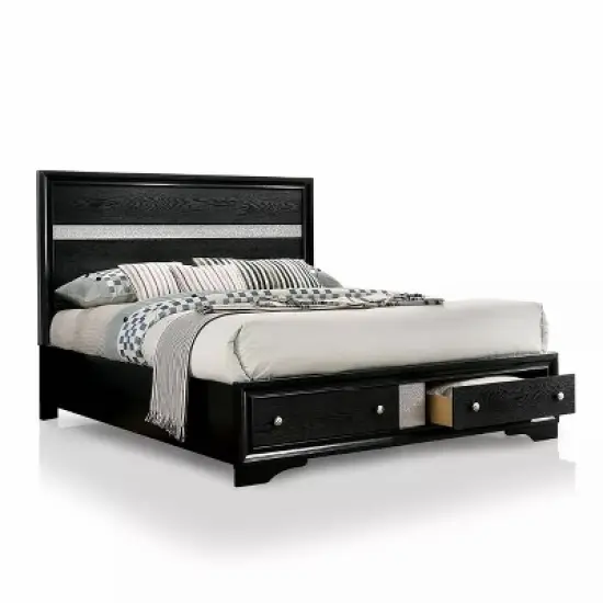 2pc Queen Whether by Bed with Nightstand Black - miBasics image {3}