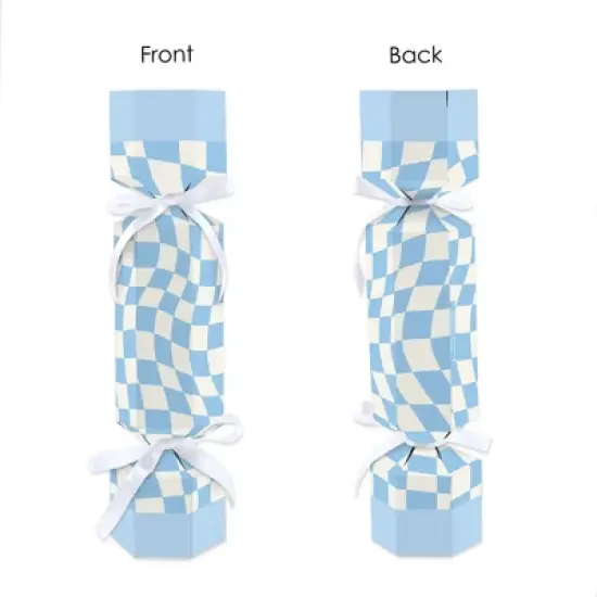 Big Dot of Happiness Blue Checkered Party - No Snap Party Table Favors - DIY Cracker Boxes - Set of 12 image {5}