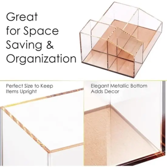 Acrylic Makeup Brush Organizer Compartment Office Organizers for Desk - Elavain image {3}