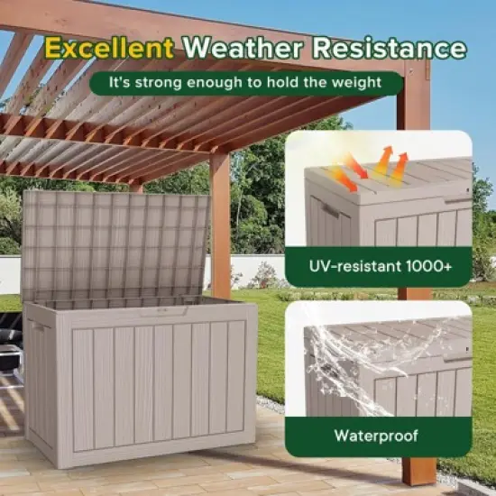 Yardgrace 30/45/80/100 Gallon Weather Resistant Storage and Seating Outdoor Deck Box image {2}