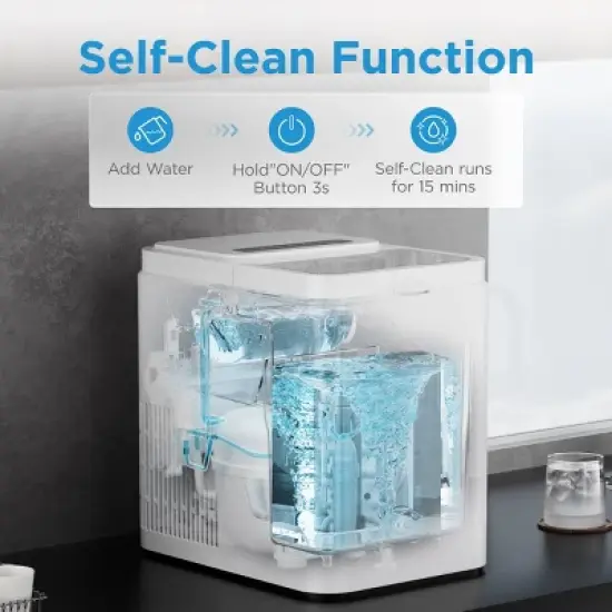 Midea Ice Maker Countertop, Bullet Ice, 26 lbs Daily Production, 2 Ice Sizes, White image {6}