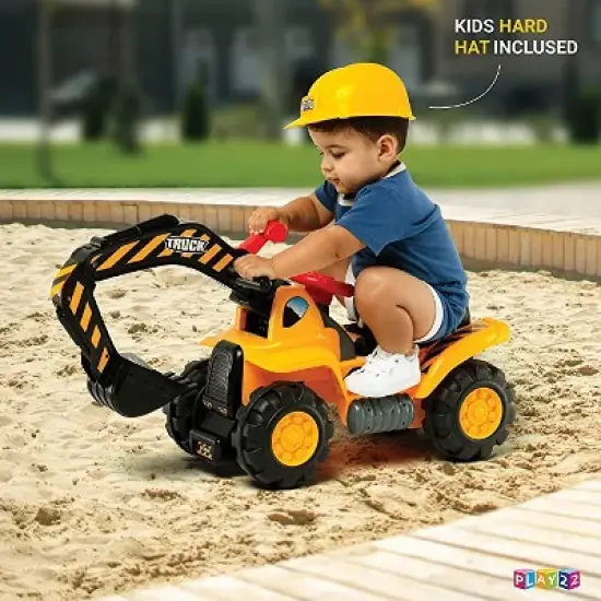 Toy Tractors for Kids &ndash; Ride On Excavator Includes Helmet with Rocks - Ride on Tractor Pretend Play - Toddler Tractor Construction Truck -Play22usa image {4}