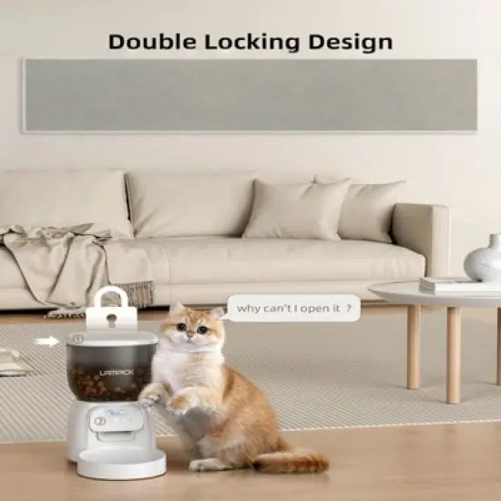 SEVOBAL Pet Bowl 4L Capacity Smart Food Dispenser for Cats and Small Dogs, Hands Free for Pet Owned Family in Daily Life, White, 9.45"*7.87"*7.87" image {2}