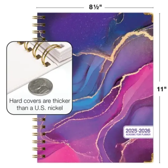 Global Printed Products Hardcover AY 2025-2026 Fashion Planner - 8.5"x11" (Pink Purple Marble) image {5}