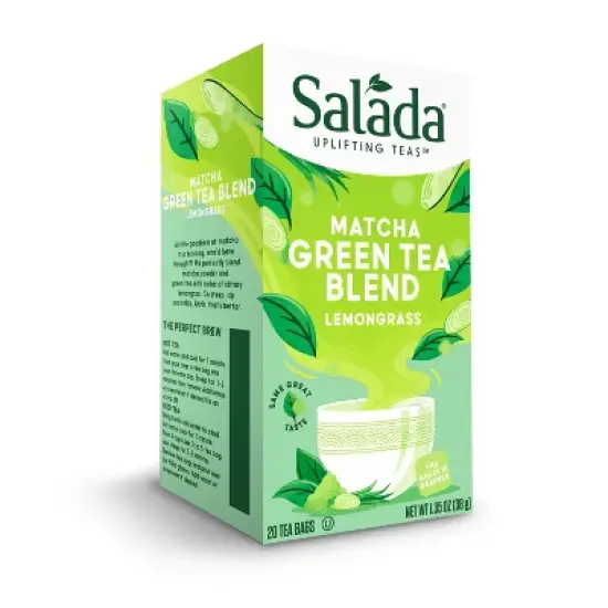 Salada Lemongrass Matcha Green Tea with 20 Individually Wrapped Tea Bags Per Box (Pack of 6) image {1}