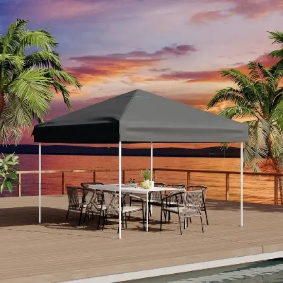 10'x10' Easy Pop Up Tent With 4 Detachable Window - Waterproof Portable Canopy With Carry Bag & Guy Lines for Camping, Outdoor Parties, Grey image {5}