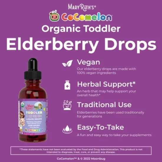 MaryRuth's Cocomelon Toddler Elderberry Drops, Blueberry Raspberry, Org, 1 oz image {3}