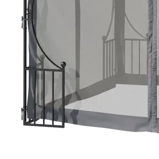 Outsunny 10' x 10' Patio Gazebo Canopy Outdoor Pavilion with Mesh Netting SideWalls, 2-Tier Polyester Roof, & Steel Frame, Dark gray image {5}