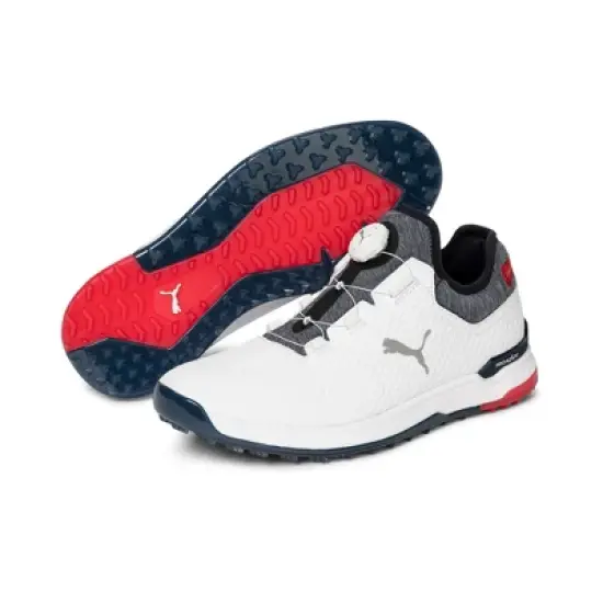 Puma Men's Proadapt Alphacat Disc Golf Shoes White/Navy/Red image {2}