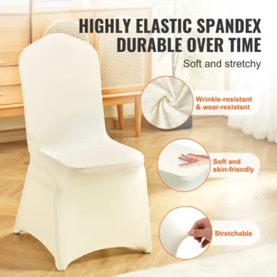 VEVOR Stretch Spandex Folding Chair Covers, Universal Fitted Chair Cover, Removable Washable Protective Slipcovers, for Wedding, (30PCS Ivory White) image {2}
