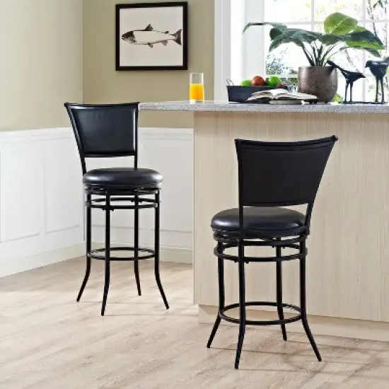 Rachel Swivel Barstool Black with Cushion - Crosley image {7}
