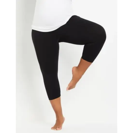 Plus Size Essential Stretch Secret Fit Belly Maternity Cropped Leggings | Motherhood Maternity image {1}