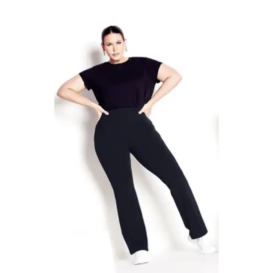 Women's Plus Size Supima&reg; Bootleg Legging Black - petite | AVENUE LEISURE image {4}