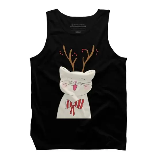 Men's Design By Humans Christmas cat By Rasheb Tank Top image {4}