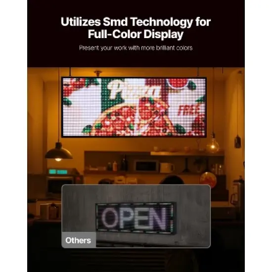 VEVOR Programmable Sign, P6 Full Color Flexible Digital Scrolling Panel, DIY Custom Text Pattern GIF Display Board, Bluetooth APP Control, Black image {2}