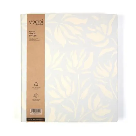 Yoobi Evolve 1" O-Ring Binder 220 Sheet Capacity Light Blue Graphic Floral image {1}