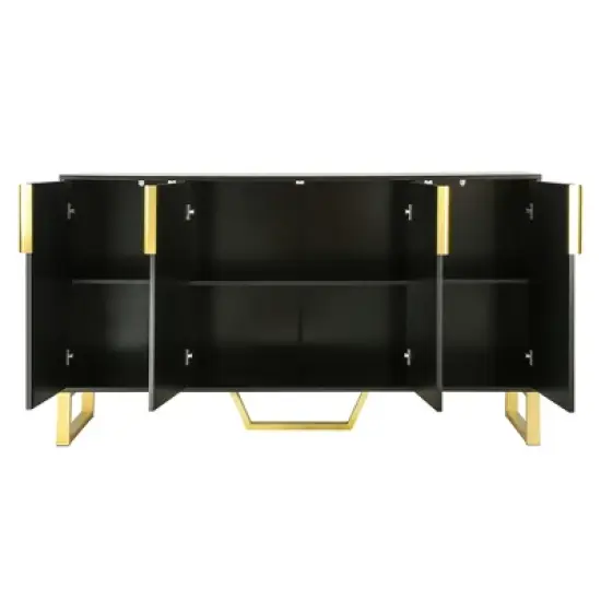 Modern Buffet Sideboard Cabinet with Metal handles & Legs and Adjustable Shelves-ModernLuxe image {9}