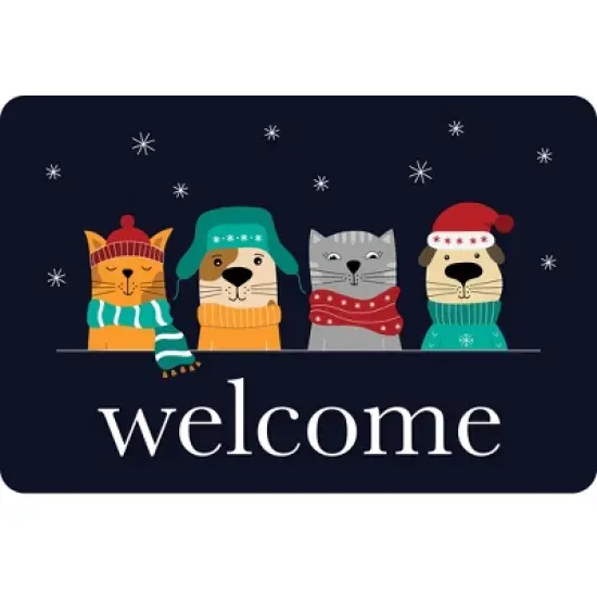 Ashley Productions&reg; The Original Fun Mat&trade;, Welcome Mat, 15.5" x 23.5", Fury Friends Welcome image {1}