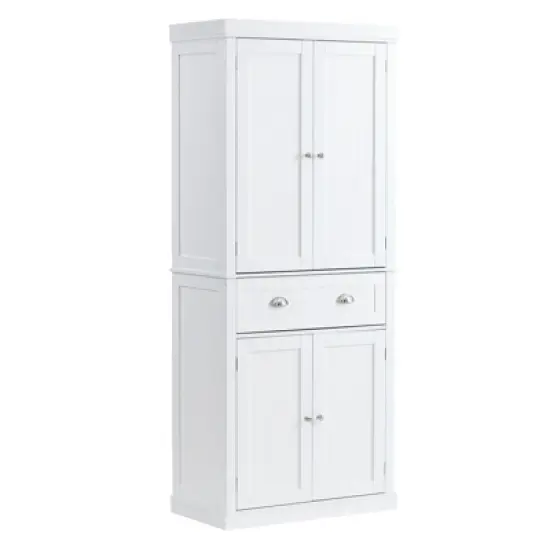 VEVOR 72" Kitchen Pantry Storage Cabinet, Freestanding Utility Cabinets with Doors, Drawer and 3 Adjustable Shelves, Buffet Pantries, White image {8}