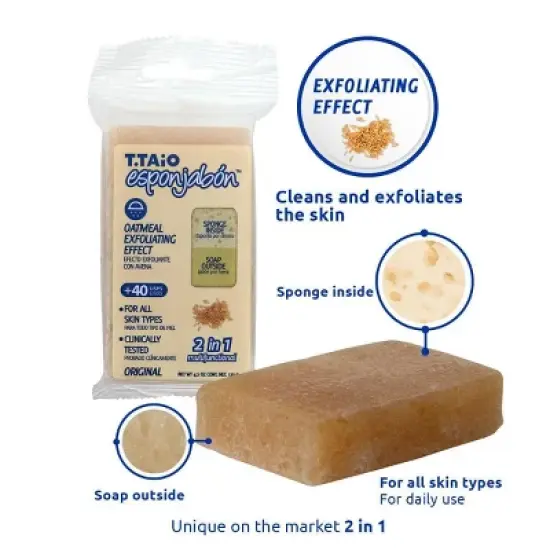 T.Taio Esponjabon Bar Soap - Oatmeal Exfoliating - 4.2oz image {2}