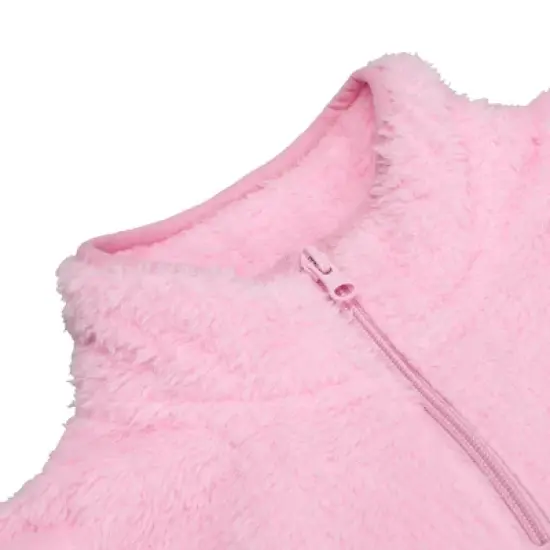 Squshmallows Lola The Unicorn Patch Long Sleeve Pink Youth Girl's Faux Shearling Quarter Zip Pullover image {1}