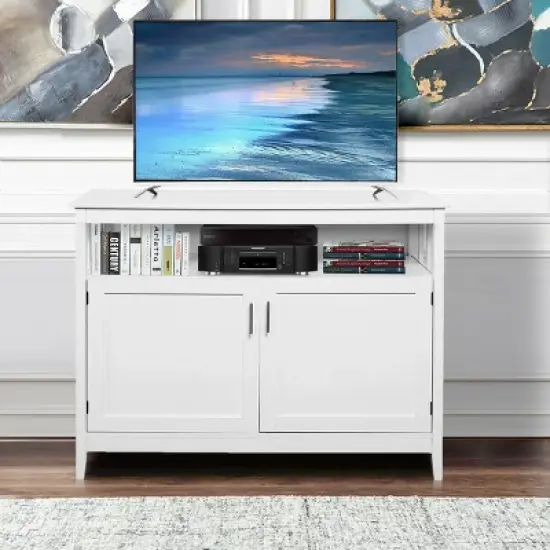 Costway Modern Kitchen Storage Cabinet Buffet Server Table 36" Sideboard Dining Wood White image {4}