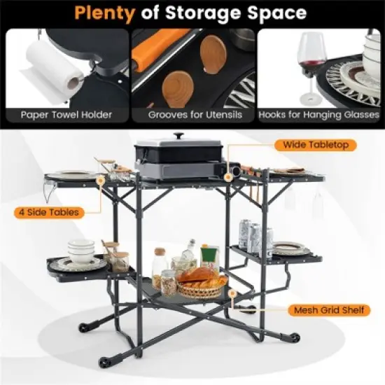 FURNIinspire Outdoor Grills, Griddles and Smokers Professional Camp Kitchen System, for Backcountry, Group Camping, Black, 75.03"*19.23"*6.24" image {2}