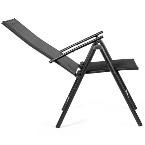 Costway Set of 2 Patio Folding Chair Recliner Adjustable  Black image {1}