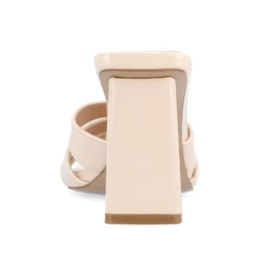 Journee Collection Womens Ellington Inset Covered Block Heel Slip On Sandals image {2}