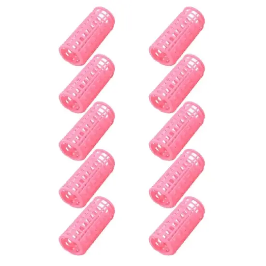 Unique Bargains Plastic Hair Styling DIY Compact Rollers 2.7" x 1.2" Pink 12 Pcs image {3}