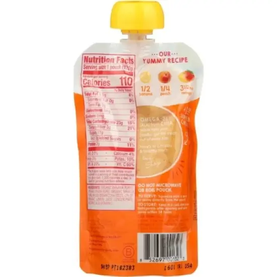 Happy Family Organics Happy Tot Superfoods Organic Bananas, Peaches, and Mangos Fruit Blend - Case of 16/4.22 oz image {2}