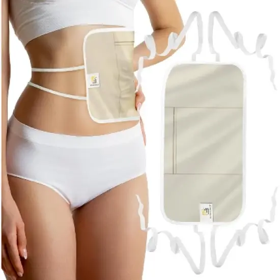 Castor Oil Wrap, Reusable Adjustable Wrap with Durable Lightweight Straps & Anti Leak Outer Layer, Stomach Wrap fot Detox, Beige, M3, 1ct image {6}