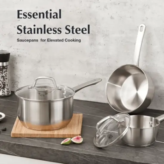 KOCH SYSTEME CS Stainless Steel Saucepan Set, Sauce Pan, Premium  Steel Sauce Pan, Induction Saucepans, Oven Safe image {2}