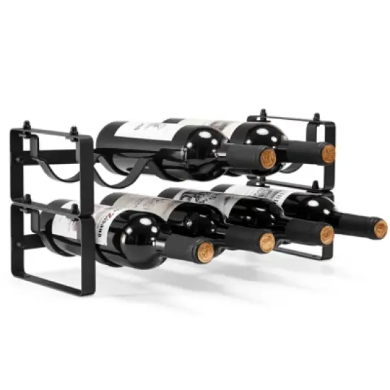 Itopfox Stackable Wine Rack Countertop, Sturdy Freestanding Wine Bottle Holder 2 Tier Tabletop Wine Stand for Pantry Bar Metal Wine Storage Organizer image {9}