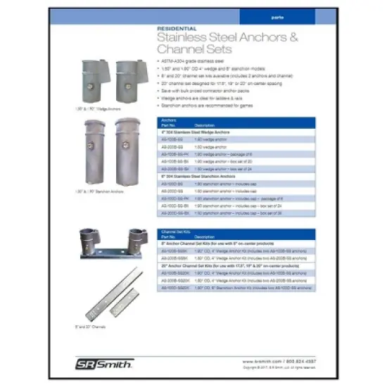 S.R. Smith AS-100D-SS Swimming Pool Game Anchor Stainless Steel for Pool Deck image {2}