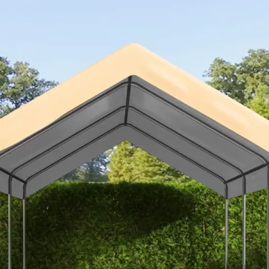 Outsunny 10 x 20 ft Canopy Replacement Cover, Carport Roof with Ball Bungee Cords image {5}
