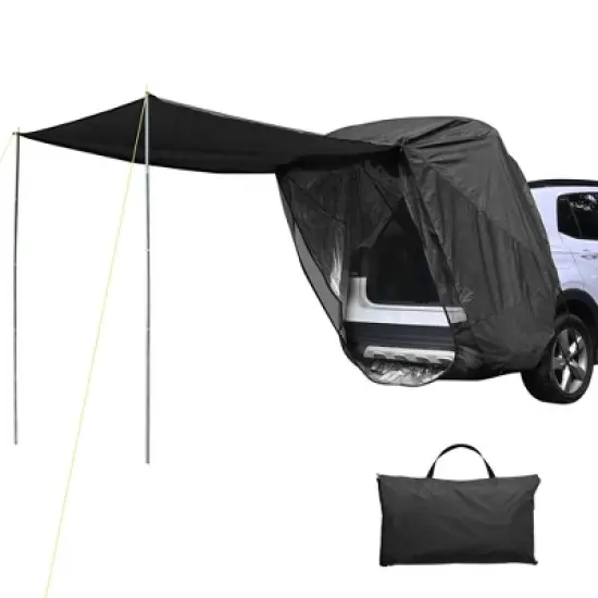 Yescom Universal Tailgate Tent with Pole for SUV/Van/MPV/CUV Camping Travel Hatchback Awning Shade Mesh Net Waterproof Black image {9}
