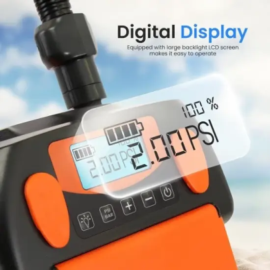 SereneLife High Pressure SUP Air Pump - Black & Orange image {3}