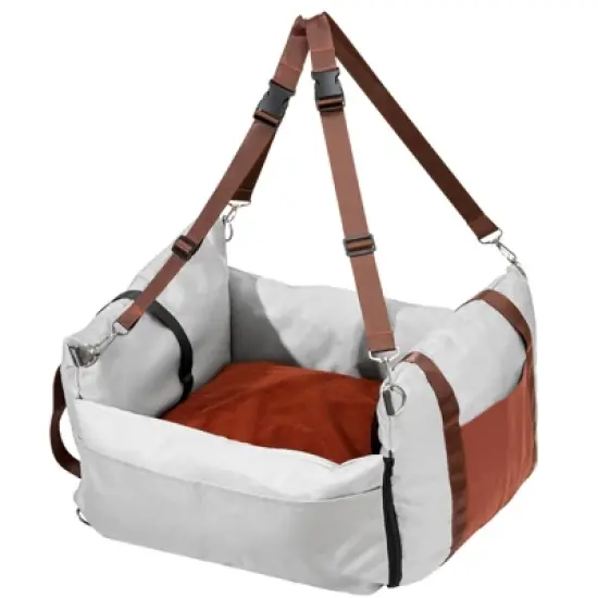 VEVOR Dog Car Seat, Waterproof Dog Booster Seat for Car with Side Handles and A Storage Pocket, Clip-On Safety Leash and PP Cotton Filling image {8}